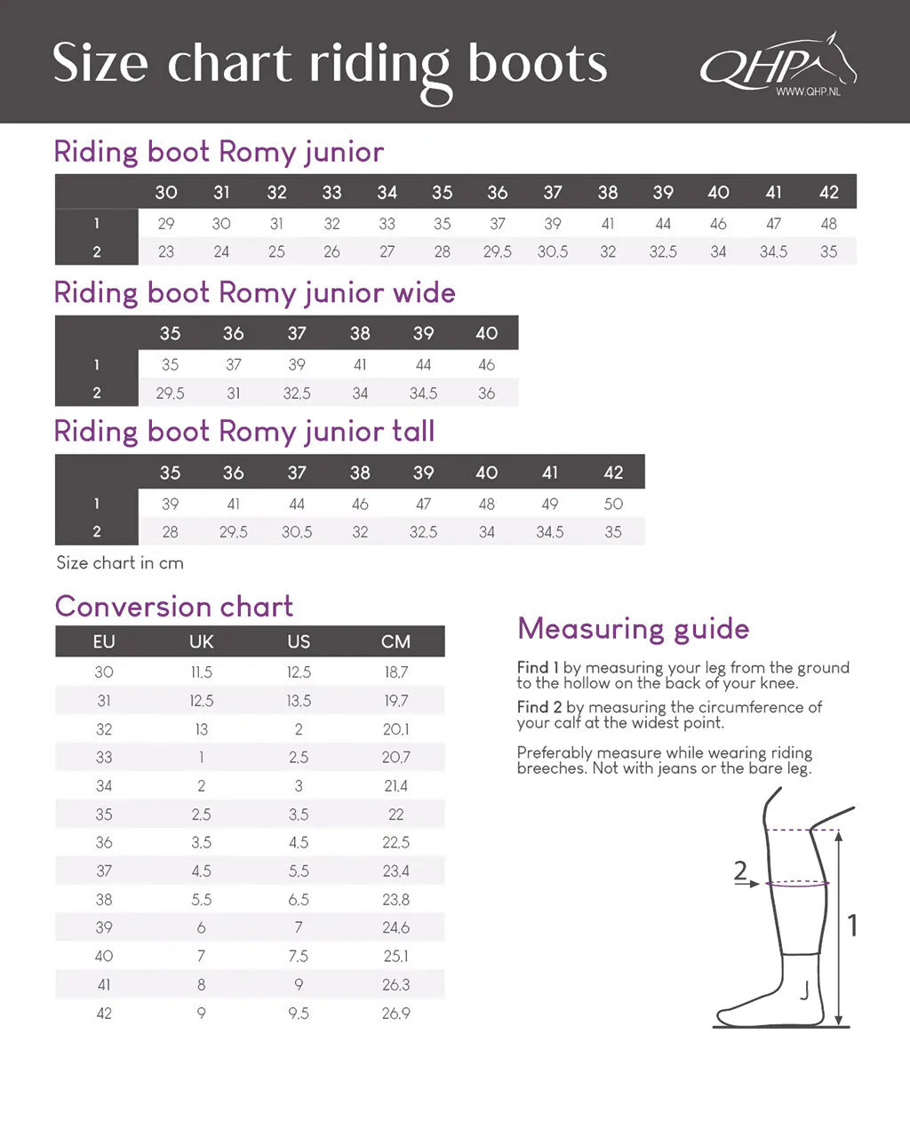 Botas de equitación QHP infantiles Romy Junior tall