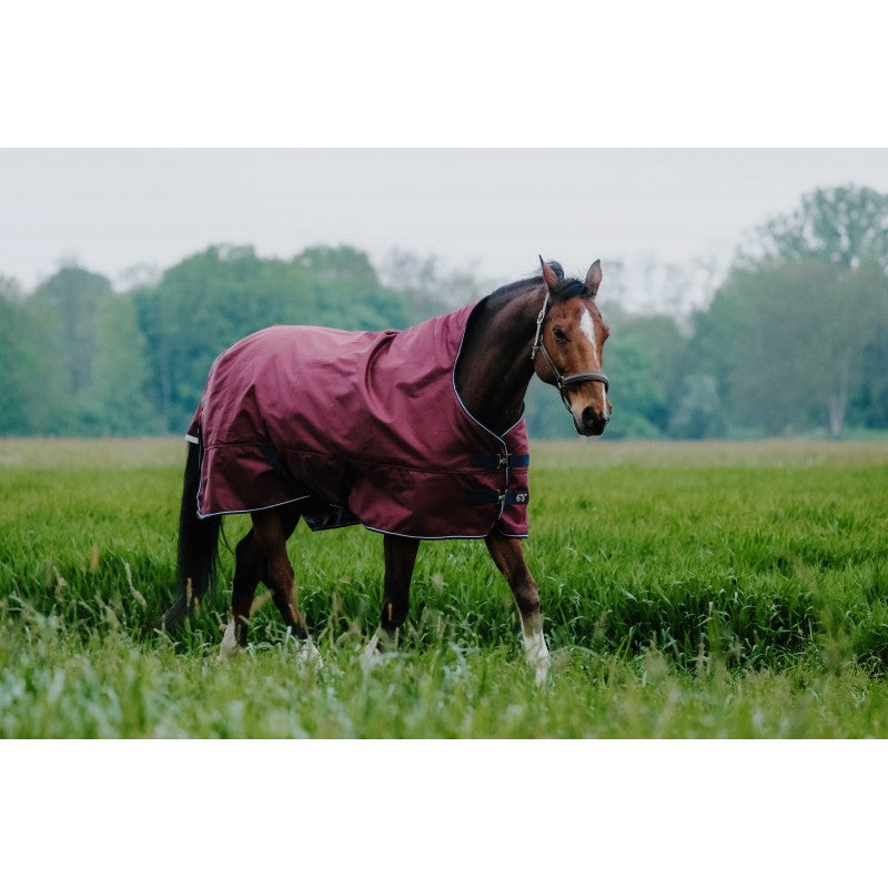 Manta de exterior Equi-Theme Tyrex 1200D con cuello alto Burdeos