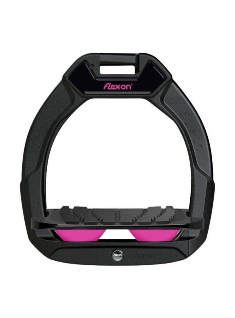Estribo Safe-On Junior Flex-on IG Negro/Negro/Rosa - Flex-on