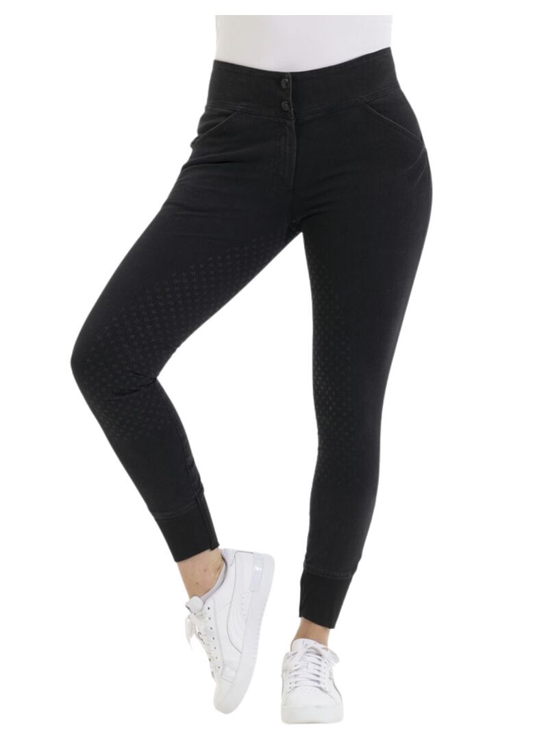 Pantalón Vaquero Equithème “Jena” con Culera de Silicona Mujer Gris - Equitheme