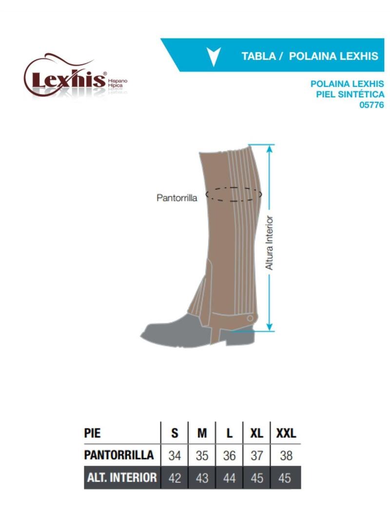 Polaina Lexhis Piel Sintética Negro - Lexhis (3)