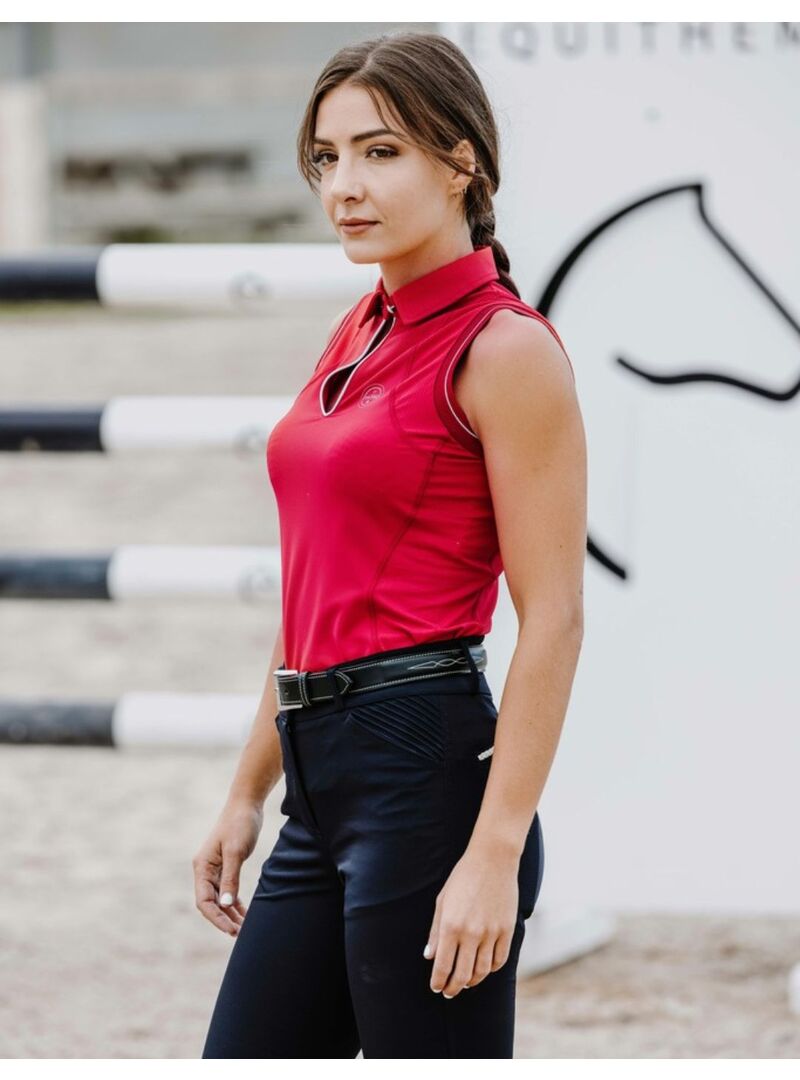 Polo Equithème sin mangas “Sarah” Mujer Cereza - Equitheme (3)