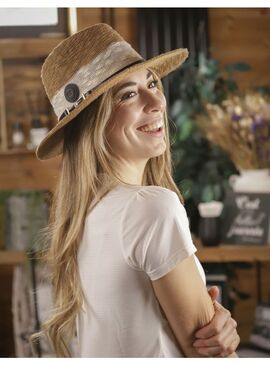 Sombrero Penelope “Raphie” Camel/Blanco/Camel