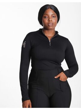 Base Layer Manga Larga Mujer Maximilian Negro/Plateado