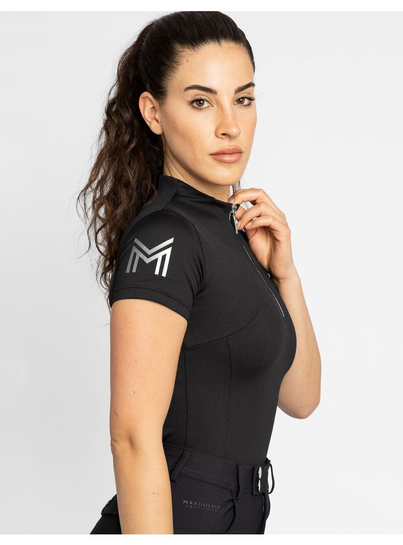 Base Layer Manga Corta Mujer Maximilian Negro/Plateado