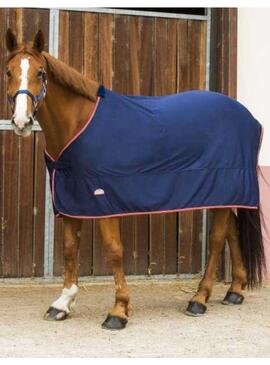 Manta Microfleece Combo Equitheme Marino/Rojo