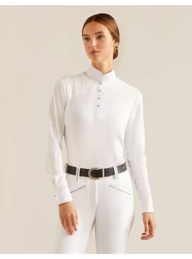 Polo Concurso Ariat Bellatrix Manga Larga Mujer Blanco