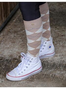 Calcetines Equithème “Argyle” Beige/Crudo