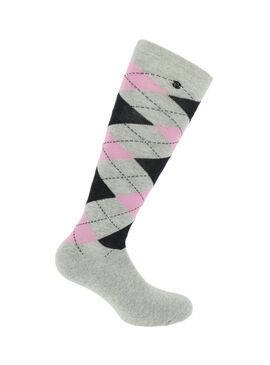 Calcetines Equithème “Argyle” Gris Claro/Rosa