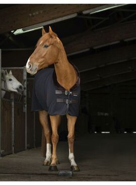 Manta de Cuadra Equithème “Teddy” Forrada de Borreguillo Sintético Negro/Marrón