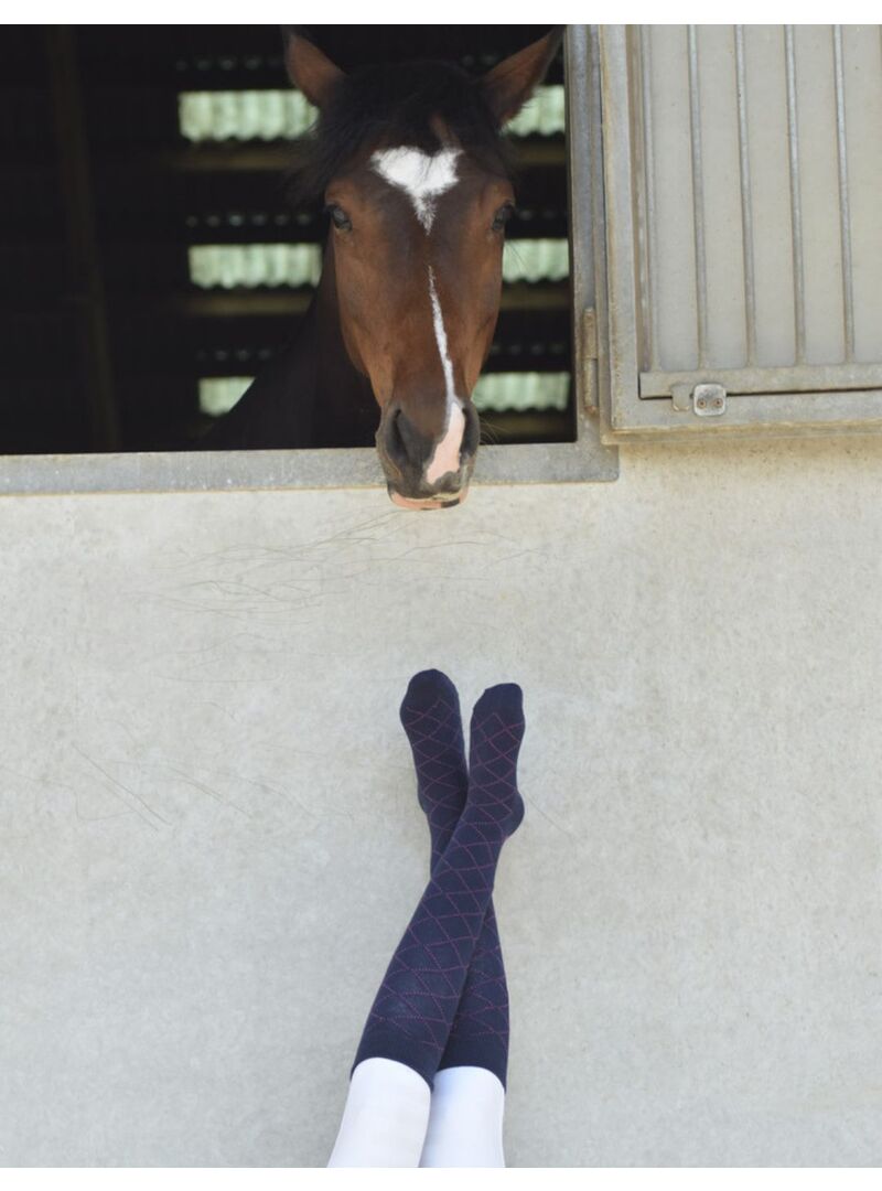 Calcetines Equithème “Résille” Marino/Rosa