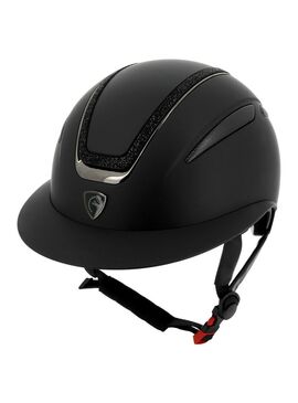 Casco Equithème “Agris” Visera Ancha Negro Brillante Lamé