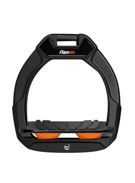 Estribo Safe-On Junior Flex-on Grip Inclinado Negro/Negro/Naranja