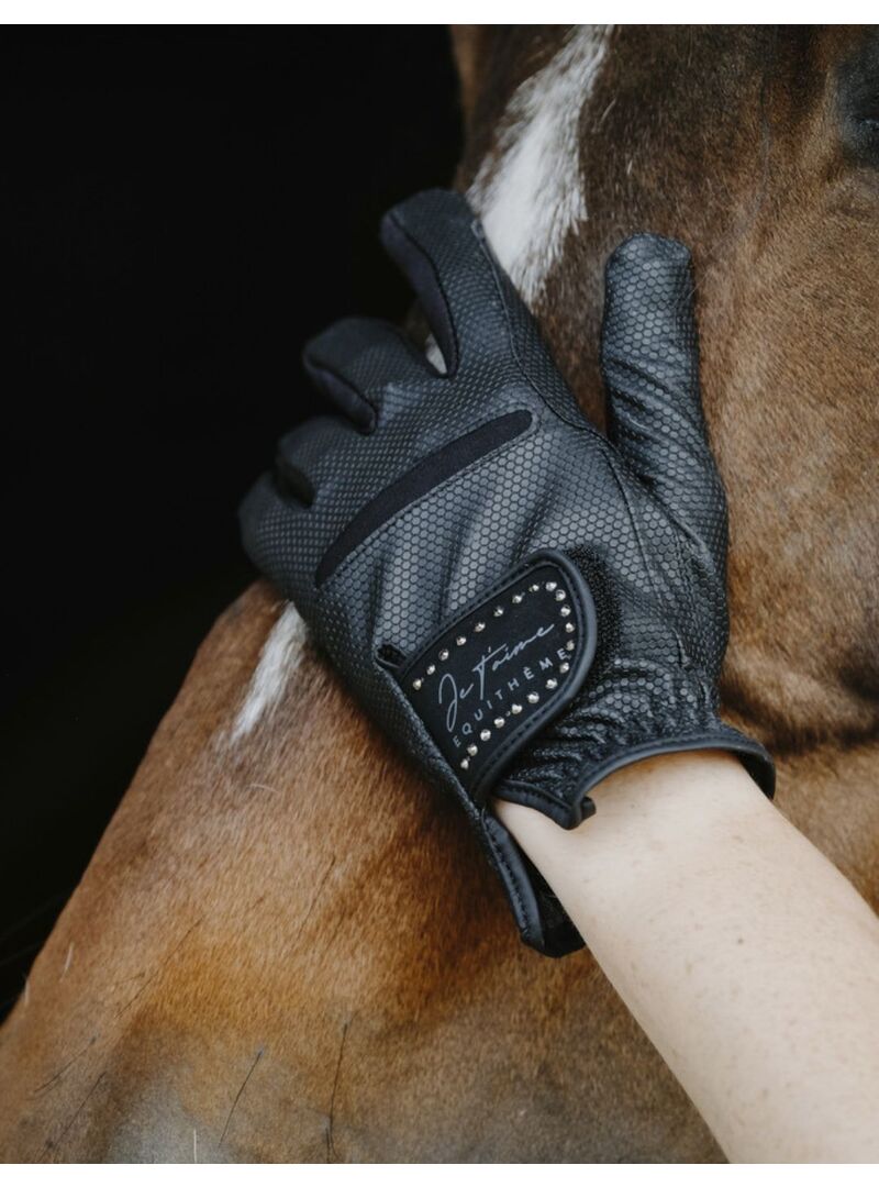 Guantes Je T’aime Equithème “Strass” Negro