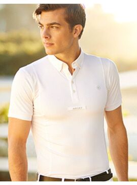 Polo Concurso Ariat Tek Manga Corta Hombre Blanco
