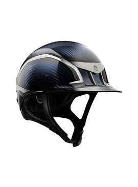 Casco XJ Samshield Azul Brillo/Cromado Negro/Visera Cuero