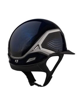 Casco XJ Miss Shield Samshield Azul Brillo/Cromado Negro/Visera Cuero