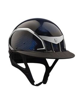 Casco XJ Miss Shield Samshield Azul Brillo/Cromado Negro/Visera Cuero