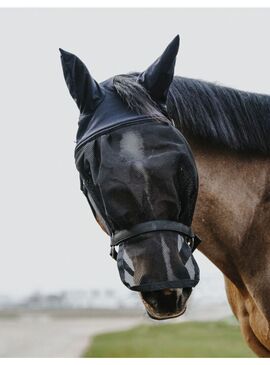 Cabezada de Cuadra + Máscara antimoscas Equithème Negro