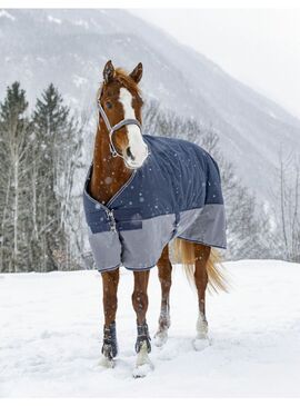 Manta de exterior impermeable Equithème 300 gr "Tyrex 600D" Marino/Gris