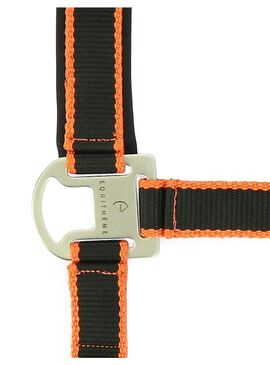 Cabezada de cuadra + Ramal Norton "Satiné" Negro/Naranja