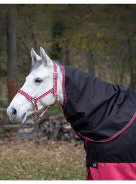 Cubrecuello Equithème 0 gr "Tyrex 1200D" Negro/Frambuesa