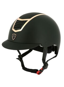 Casco Equithème “Airy” Negro/Ribete Color Oro Rosa