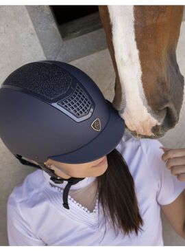 Casco Equithème “Airy” Azul/Inserción Contorno Azul Brillante