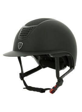 Casco Equithème “Airy L” Negro Mate/Contorno de inserción de metal cromado