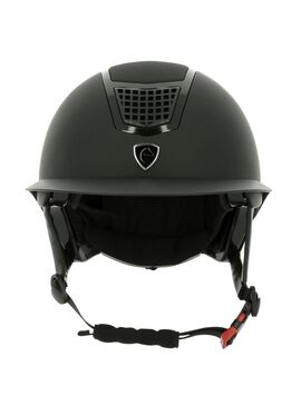 Casco Equithème “Airy L” Negro Mate/Contorno de inserción de metal cromado