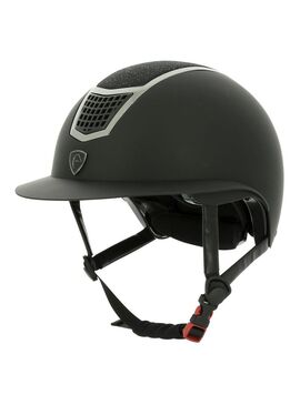 Casco Equithème “Airy L” Negro Mate/Contorno de inserción de metal cromado, inserto de lamé fino negro