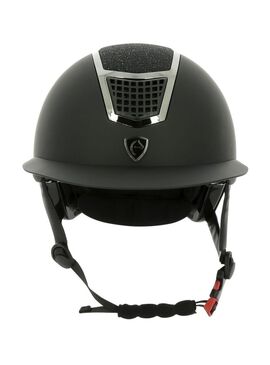 Casco Equithème “Airy L” Negro Mate/Contorno de inserción de metal cromado, inserto de lamé fino negro