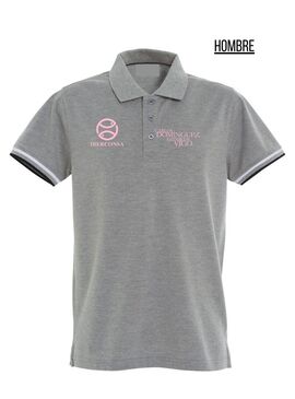 Polo Hombre ESTABLOS VIGO Gris-Logo Rosa