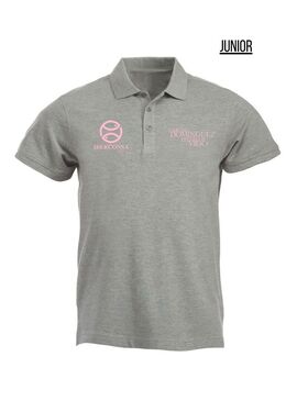 Polo Junior ESTABLOS VIGO Gris-Logo Rosa