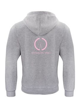 Sudadera con Capucha Adulto ESTABLOS VIGO Gris-Logo Rosa