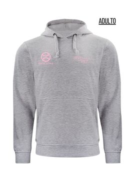 Sudadera con Capucha Adulto ESTABLOS VIGO Gris-Logo Rosa