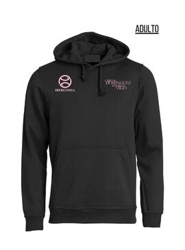 Sudadera con Capucha Adulto ESTABLOS VIGO Negro-Logo Rosa