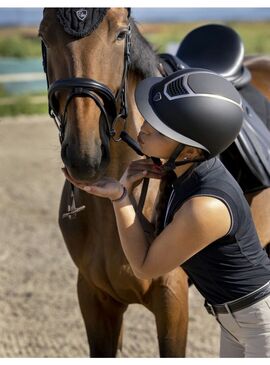 Polo Equithème sin mangas “Sarah” Mujer Marino