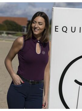 Polo Equithème sin mangas “Sarah” Mujer Ciruela