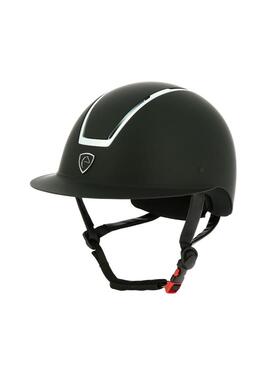 Casco EQUITHEME 'Glint Mat' Negro/Ribete Plateado Brillante