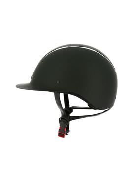 Casco EQUITHEME 'Glint Mat' Negro/Ribete Plateado Brillante