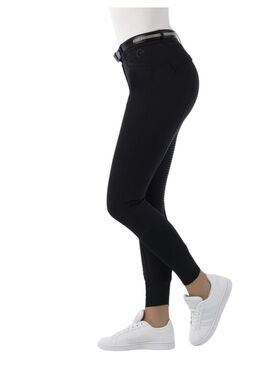 Pantalón Equithème “Micro” con culera de silicona Mujer Negro