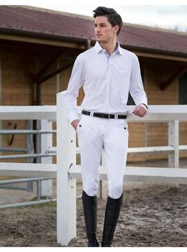 Pantalón Equithème “Verona” con Pinzas Hombre Blanco