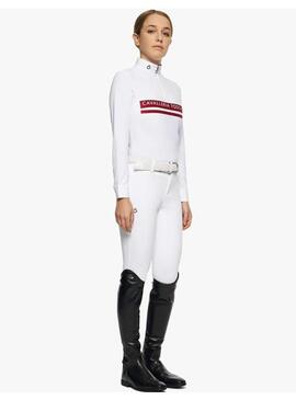 Polo Concurso estampado raya Niña Cavalleria Toscana Blanco