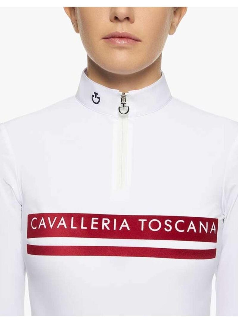 Polo Concurso estampado raya Niña Cavalleria Toscana Blanco