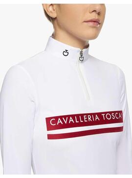 Polo Concurso estampado raya Niña Cavalleria Toscana Blanco