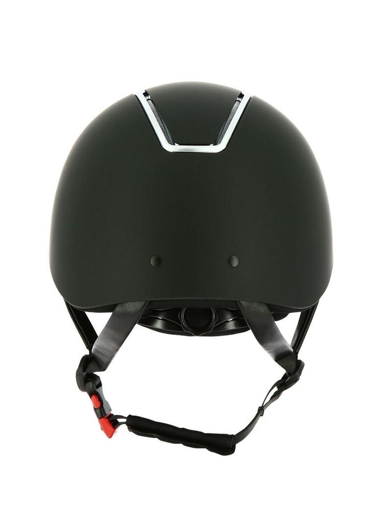 Casco EQUITHEME 'Glint Mat' Negro/Ribete Plateado Brillante
