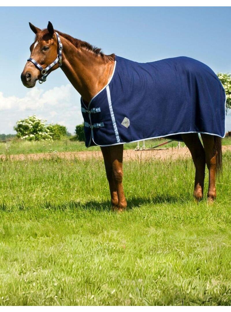 Manta Polar Riding world con cinchuelos cruzados Marino