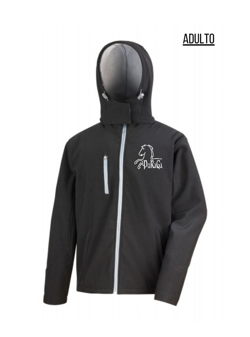 Chaqueta Softshell Adulto con Capucha Puraga Negro