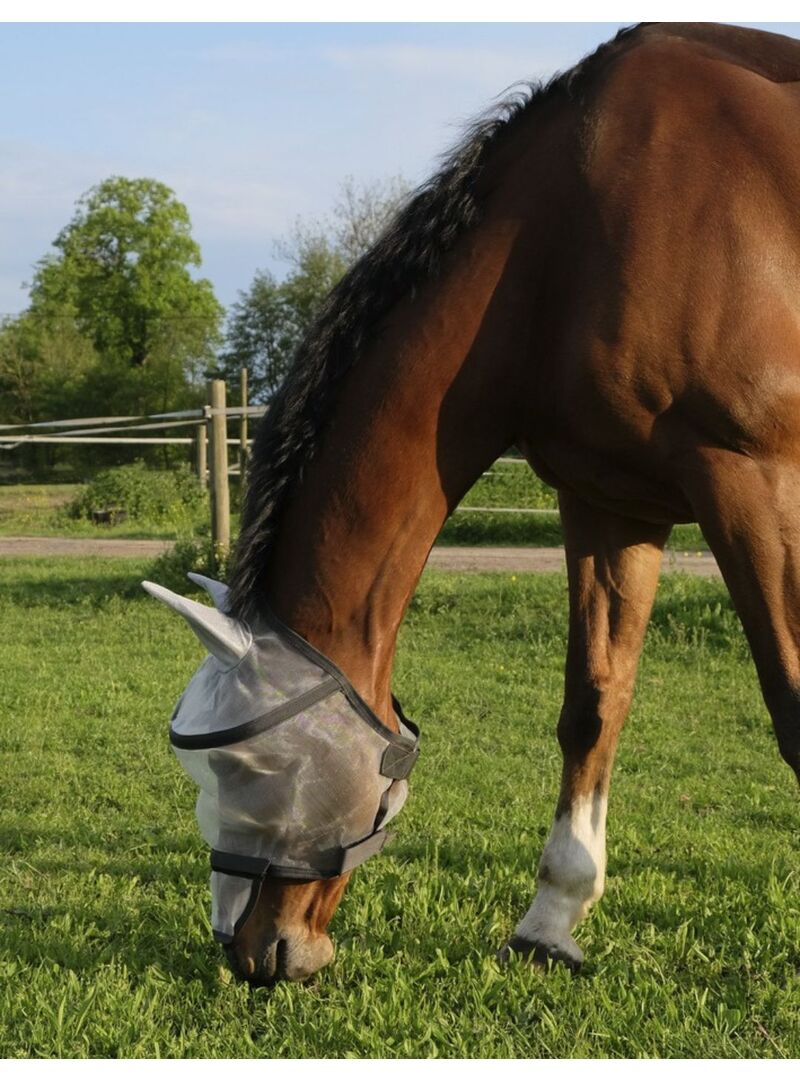 Máscara Antimoscas Equithème "Protec" Plateado